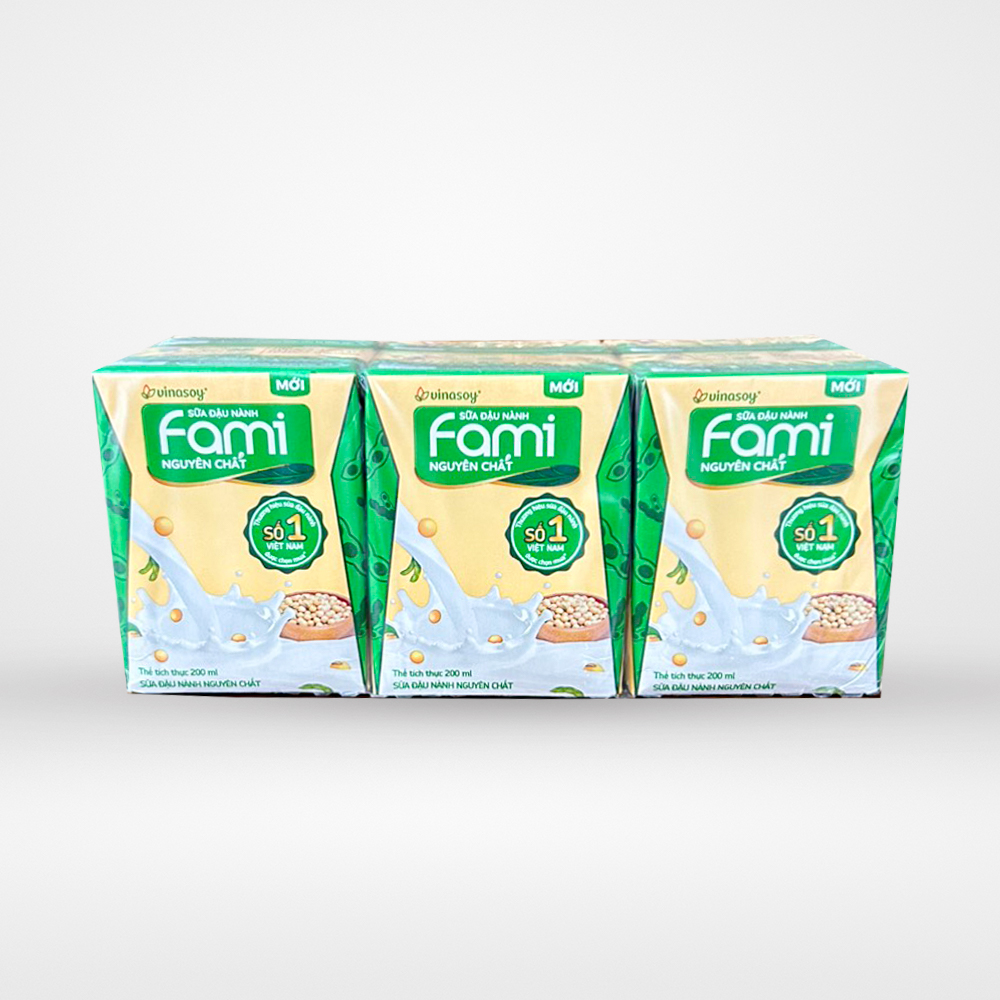 Sữa đậu nành Fami nguyên chất Vinasoy (lốc 6 hộpx200ml)